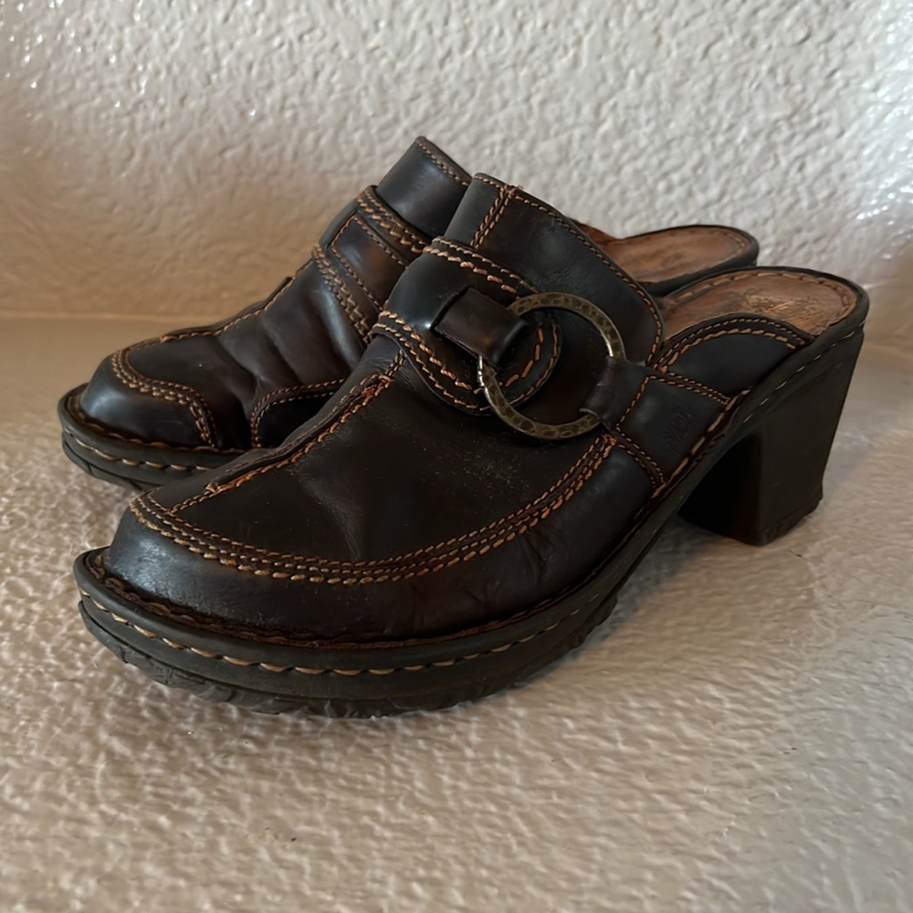 Josef Seibel Genuine Brown Leather Clog Shoes Size 7.5 - Picture 1 of 5